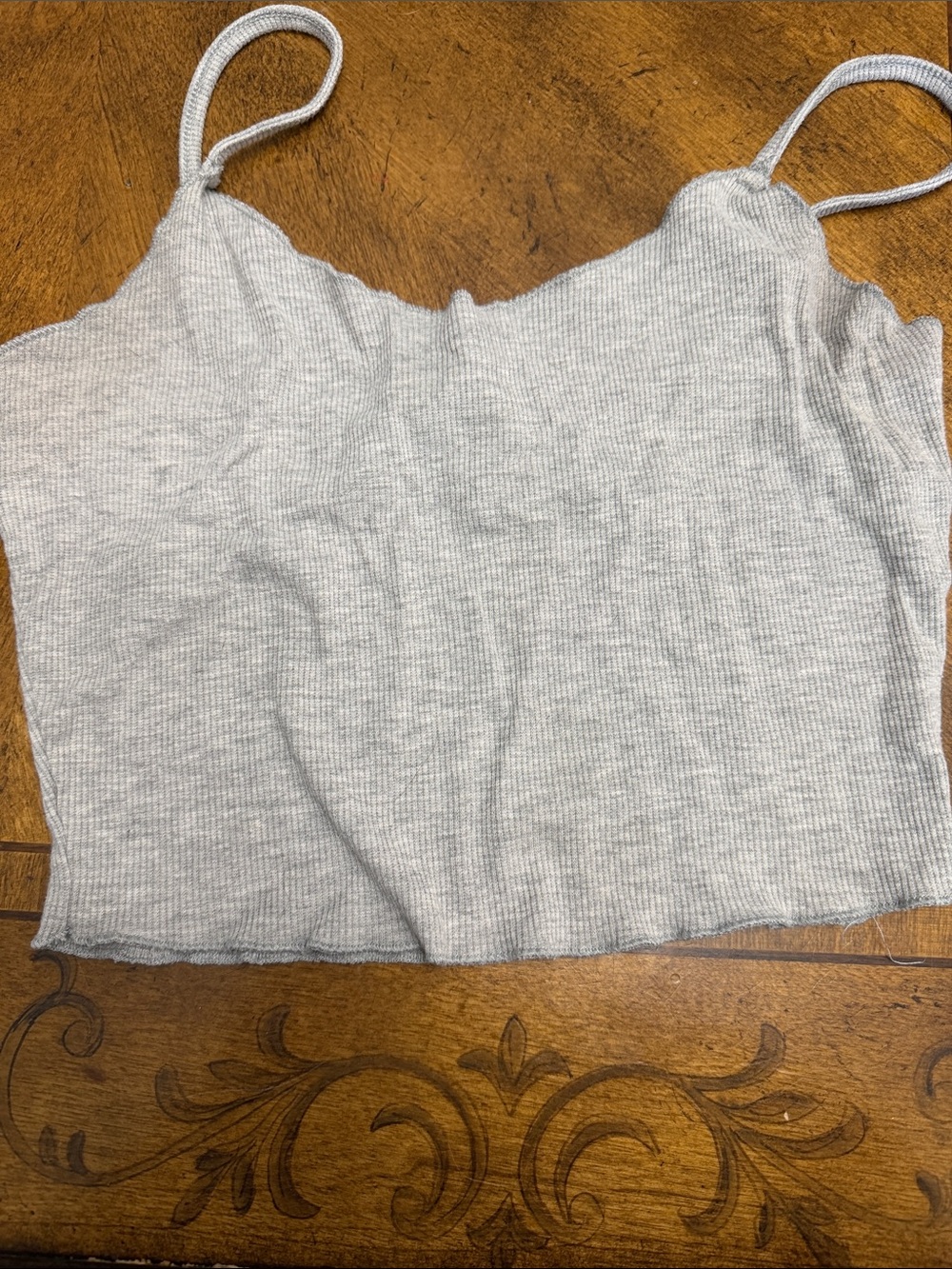 Gray Ribbed Crop Top